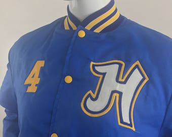 1990's Holloway Blue Jacket w Embroidered 4H Club Logo|Blue Bomber Jacket|Blue Baseball Jacket|Embroidered Jacket|Casual Jacket|Size M
