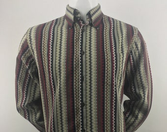 1990's Missoni Sport Button Down Shirt|Multi-Colored Men's Shirt|Casual Men's Shirt|Flame Stitched Shirt|Size 46