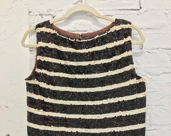1960s VALENTINA Black Sequined Tunic Mod Blouse M