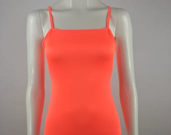 1980's Orange Bodysuit|Gymnastics Leotard|Aerobics Leotard|Jazzercise Leotard|Tangerine Orange Leotard|Tangerine Bodysuit|Size XS