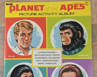 1970's Artcraft Planet of the Apes Picture Activity Album C2232|Activity Book|Coloring Book|Puzzle Book|Comic Book|Collector's Item