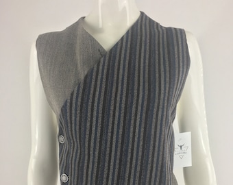 Vintage asymmetrisch hemdje uit de jaren 90 | Gestreept gilet, maat 12