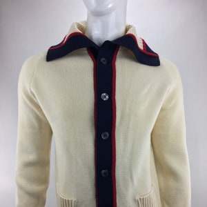1970’s Sir Pendleton Ivory Shawl Collar Cardigan|Virgin Wool Dad Sweater|Knitted Grandpa Sweater|Gift for Him|Retro Preppy Sweater|Size L
