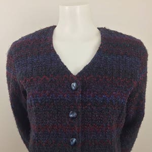 1990&#39;s Positive Attitude Petite Wool Blend Cropped Jacket|Striped Purple Blazer|Size Medium