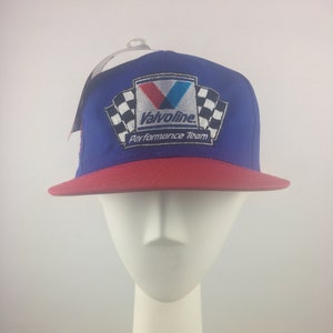 1990&#39;s Blue Nascar Track Side Snap Back w Embroidered Valvoline Performance Team Logo|Mark Martin Nascar Hat|Blue Trucker Hat|One Size