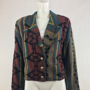 1980&#39;s Caribe Southwestern Blazer|Ethnic Blazer|Tribal Blazer|Aztec Blazer|Navajo Blazer|Size XL
