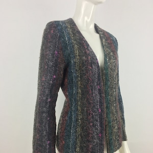 90&#39;s Vera Multi-Colored Striped Jacket|Mohair & Lambswool Blend Jacket|Librarian Jacket|Secretary&#39;s Jacket|Work Jacket|Career Jacket|Size 10
