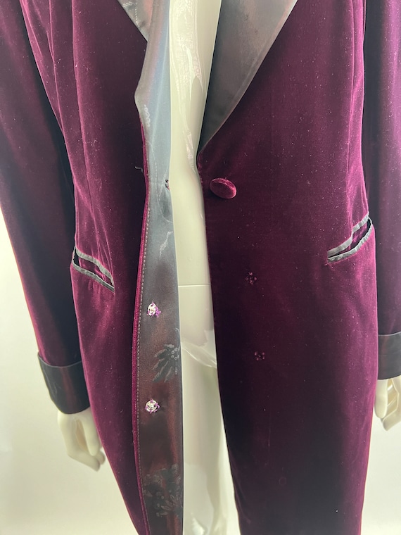 Vintage Escada Couture Velvet Tuxedo Blazer - Burgundy Plum Size 