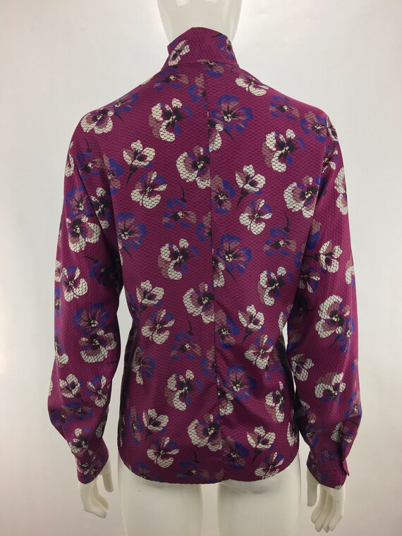 80’s Purple Pink Floral Secretary Blouse by Laura & Jayne Collection