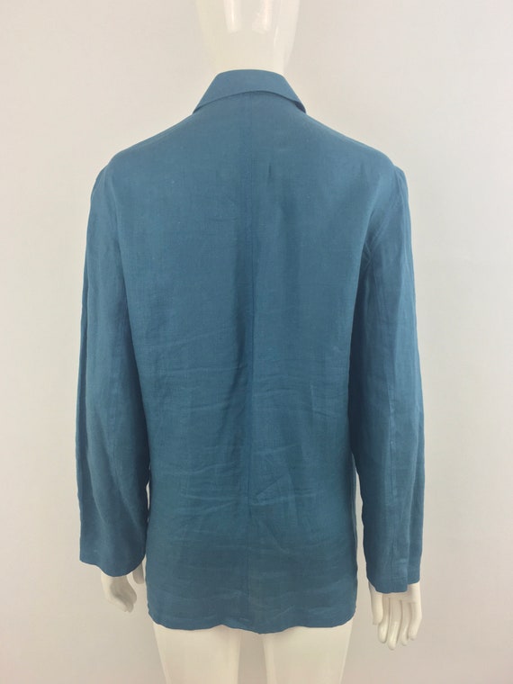 1980's Feminella Blue Linen Blazer|Minimalist Bla… - image 5