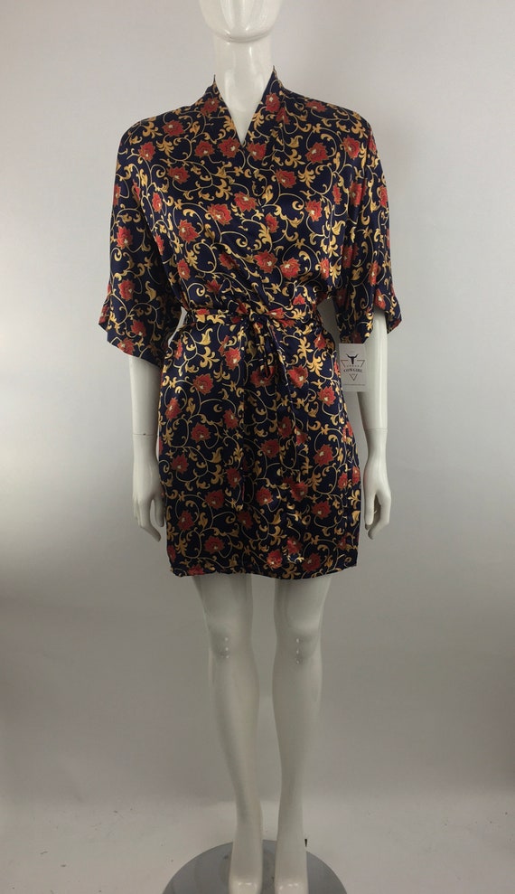 1980's Frederick's of Hollywood Dark Blue Floral … - image 5