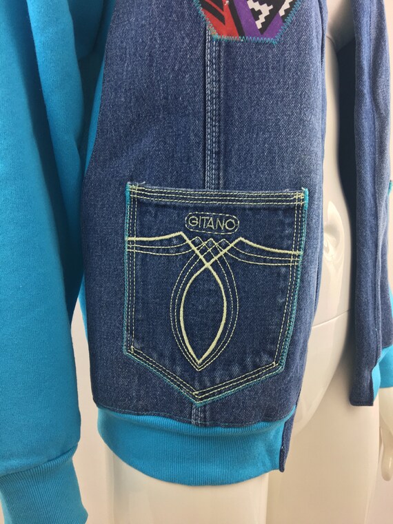 1980s Upcycled Denim Jacket: Vintage Southwestern… - image 7