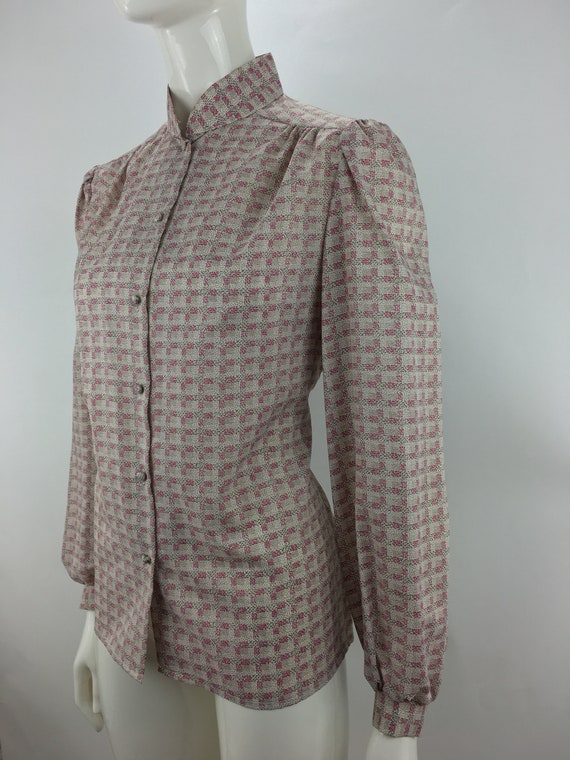 1980's Lady Arrow Pink Checkered Blouse|Secretary… - image 7