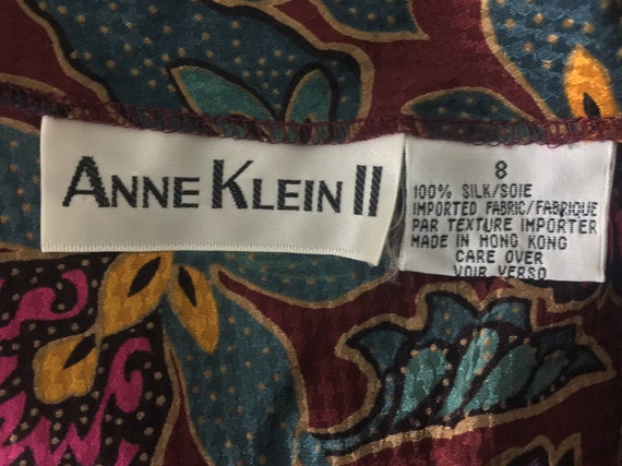 1980's Anne Klein II Silk Blazer w Vibrant Paisle… - image 8