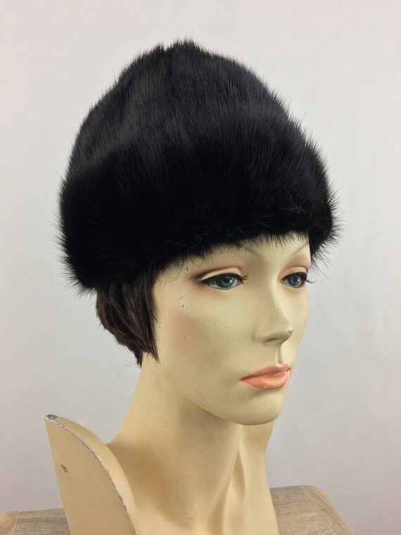 1960's Marshall Field's Black Mink Fur Hat|Pillbo… - image 6