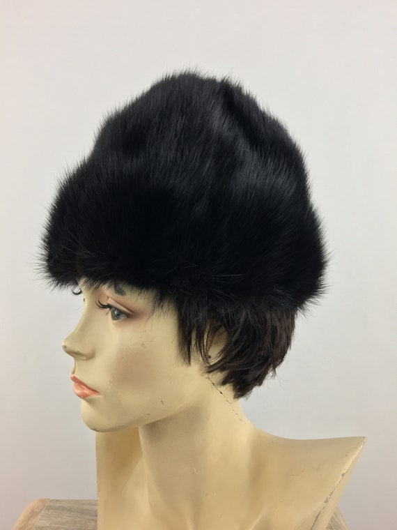 1960's Marshall Field's Black Mink Fur Hat|Pillbo… - image 4