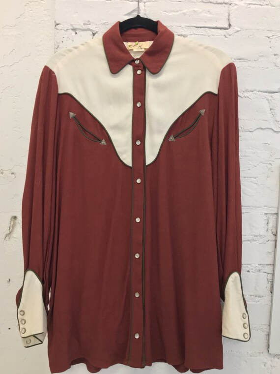 1980's Bonnie Strauss Brown & White Country Wester