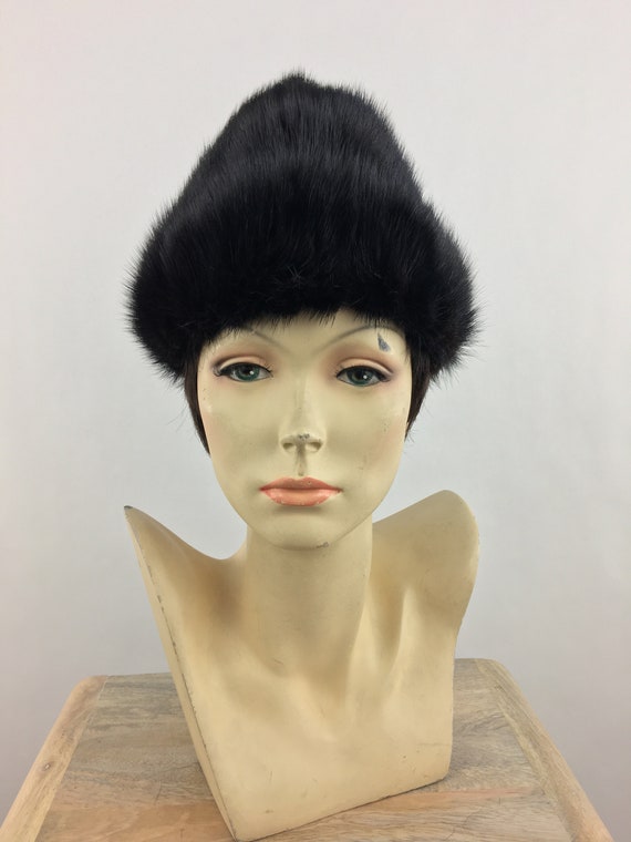 1960's Marshall Field's Black Mink Fur Hat|Pillbox