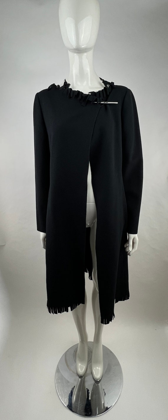 2000's Emporio Armani Black Fringed Coat|Cashmere… - image 4