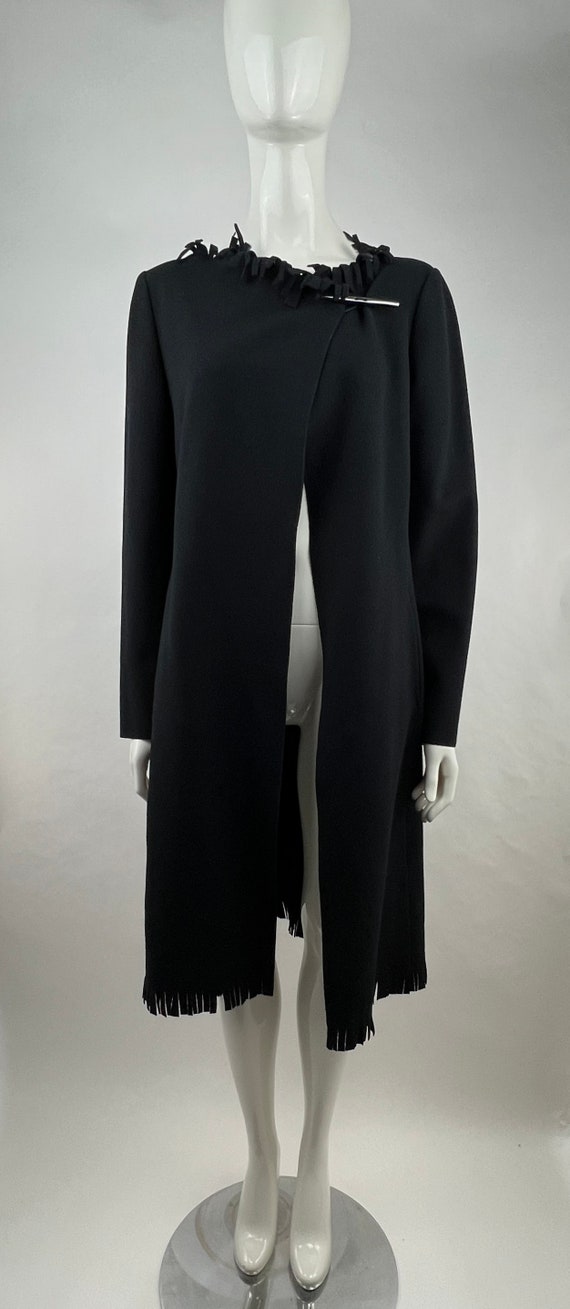 2000's Emporio Armani Black Fringed Coat|Cashmere… - image 6