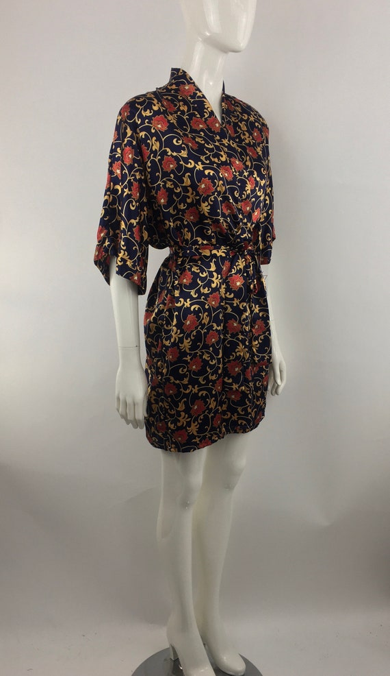 1980's Frederick's of Hollywood Dark Blue Floral … - image 4