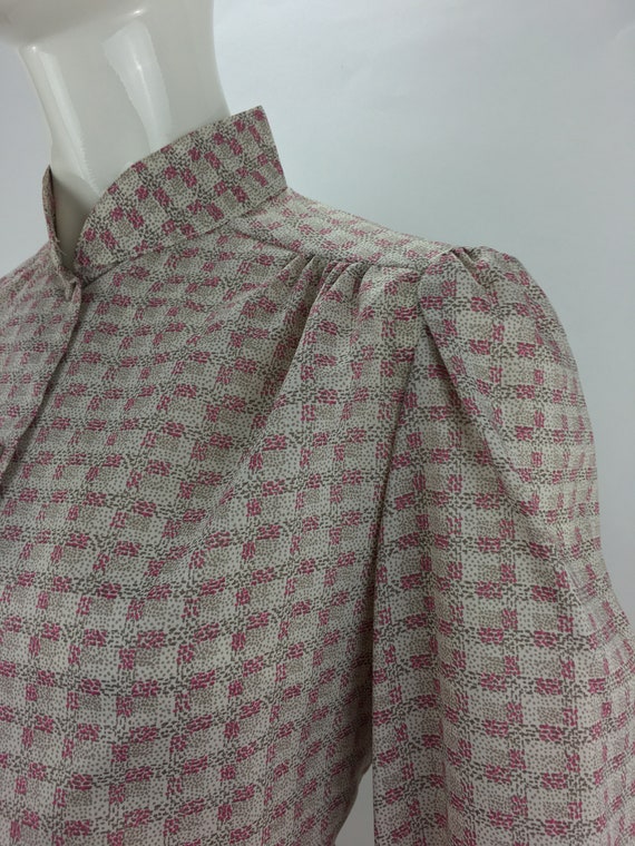 1980's Lady Arrow Pink Checkered Blouse|Secretary… - image 4