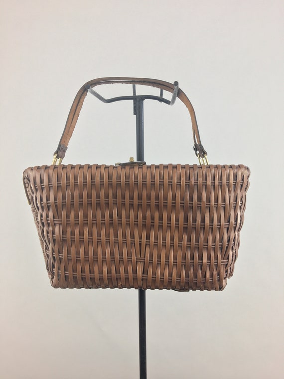 1960's Brown Wicker Basket Pursewicker Picnic Bagframe - Etsy