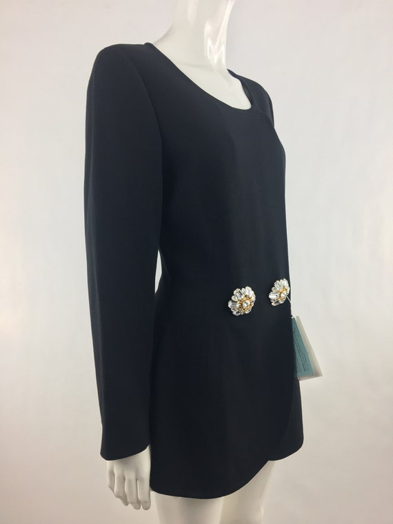 1980's Genny by Gianni Versace Black Blazer w Fau… - image 2