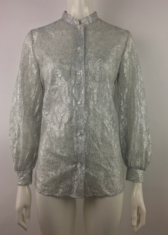 1970's Teddi Metallic Silver Blouse|Entertaining B