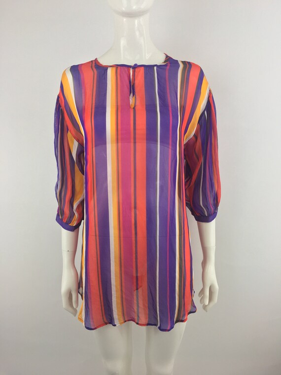 1990's Escada Sport Red Striped Blouse|Beach Reso… - image 3