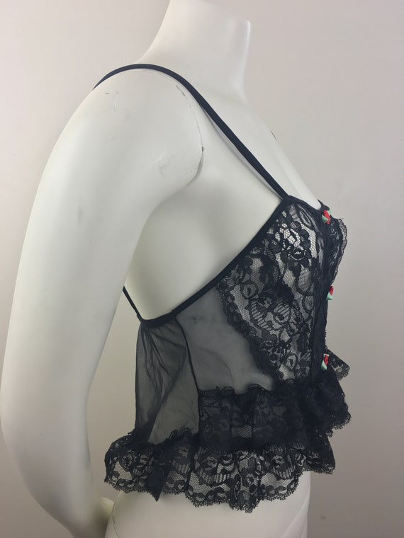 1980's First Lady Sheer Black Lace Camisole|Peplu… - image 5