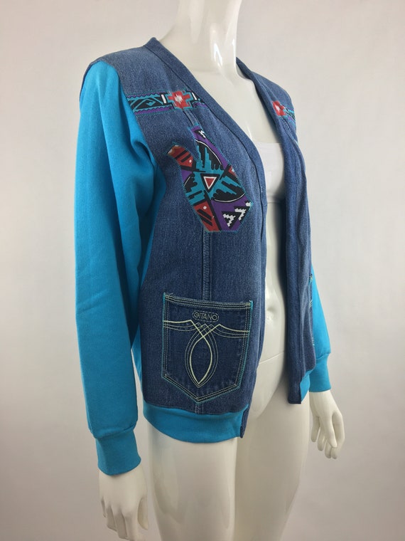 1980s Upcycled Denim Jacket: Vintage Southwestern… - image 2