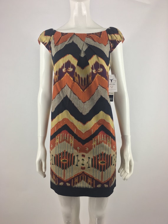 2000 Adrianna Papell Burnt Orange Chevron Mini Dr… - image 1