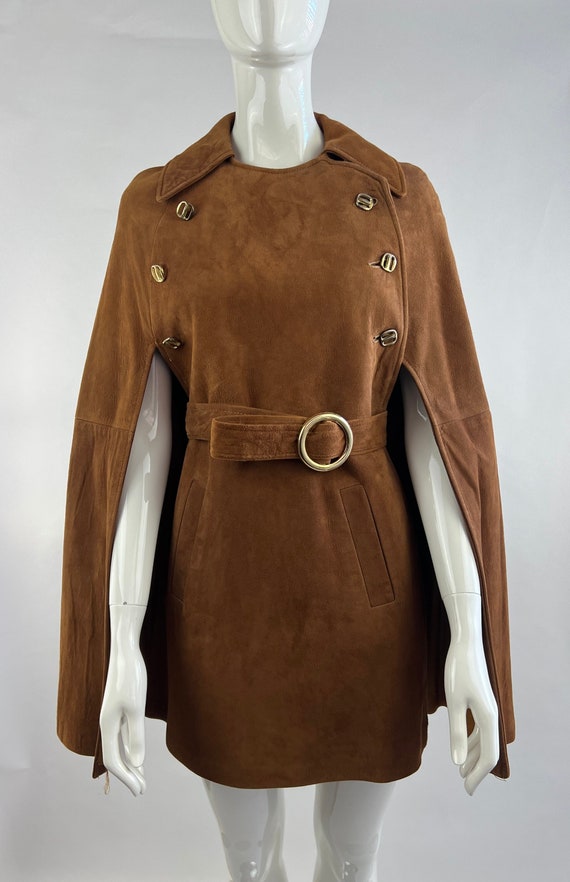 1960's Brown Suede Leather Poncho|60's Suede Cloa… - image 1