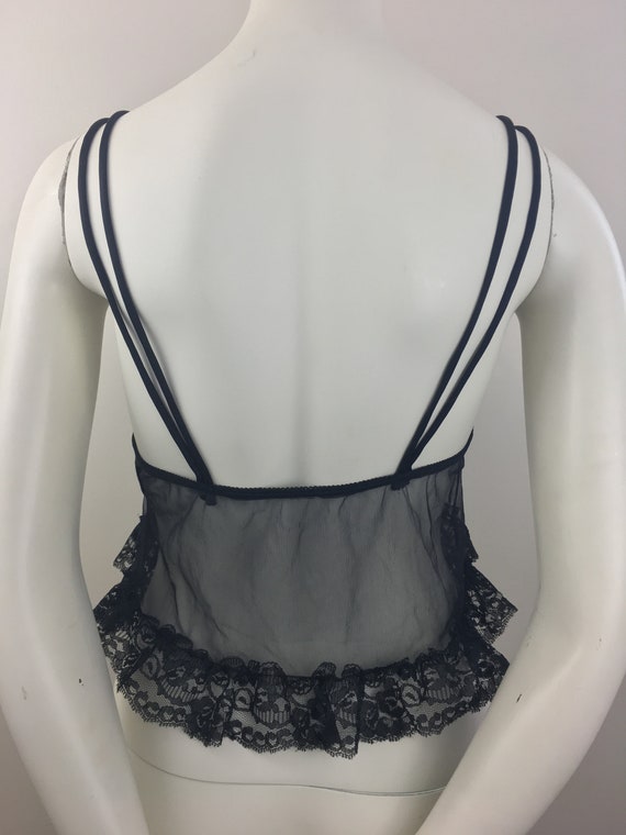 1980's First Lady Sheer Black Lace Camisole|Peplu… - image 8