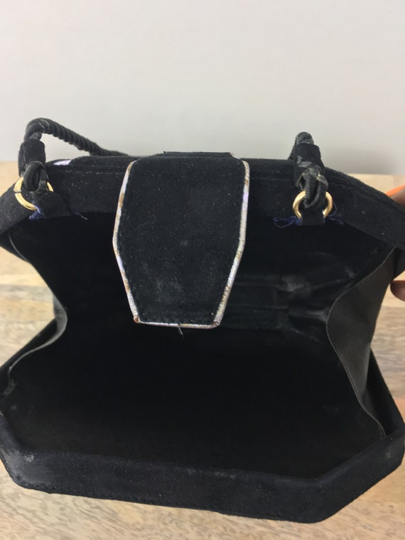 1980's Studio Black Suede Hard Shell Box Purse |C… - image 7