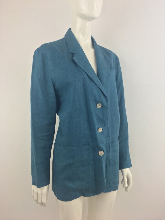 1980's Feminella Blue Linen Blazer|Minimalist Bla… - image 2