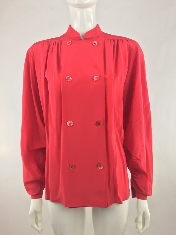 1980's Valentino Red Blouse|Miss V Double Breasted