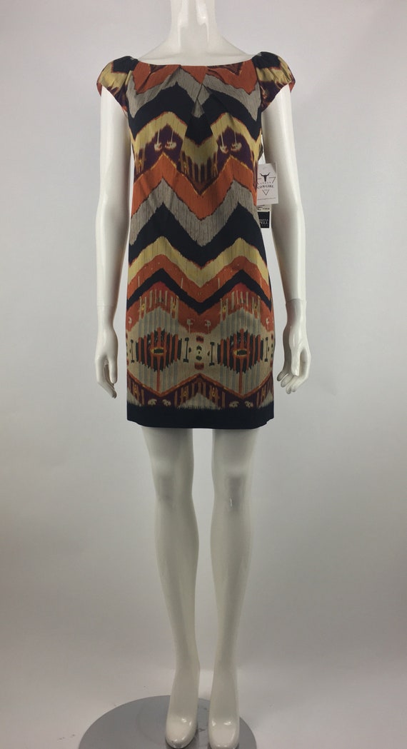 2000 Adrianna Papell Burnt Orange Chevron Mini Dr… - image 3