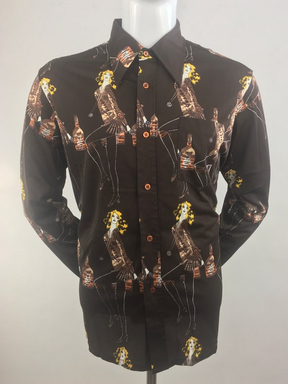 1970's Male Duds Brown Mixed Print Shirt|Whiskey &