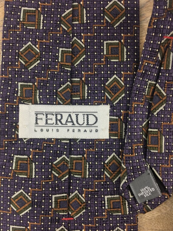 1990's Louis Feraud Purple Necktie w Geometric Pri