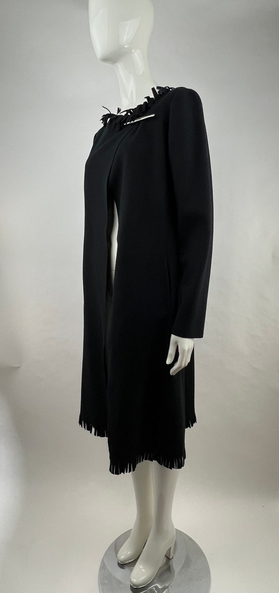 2000's Emporio Armani Black Fringed Coat|Cashmere… - image 5