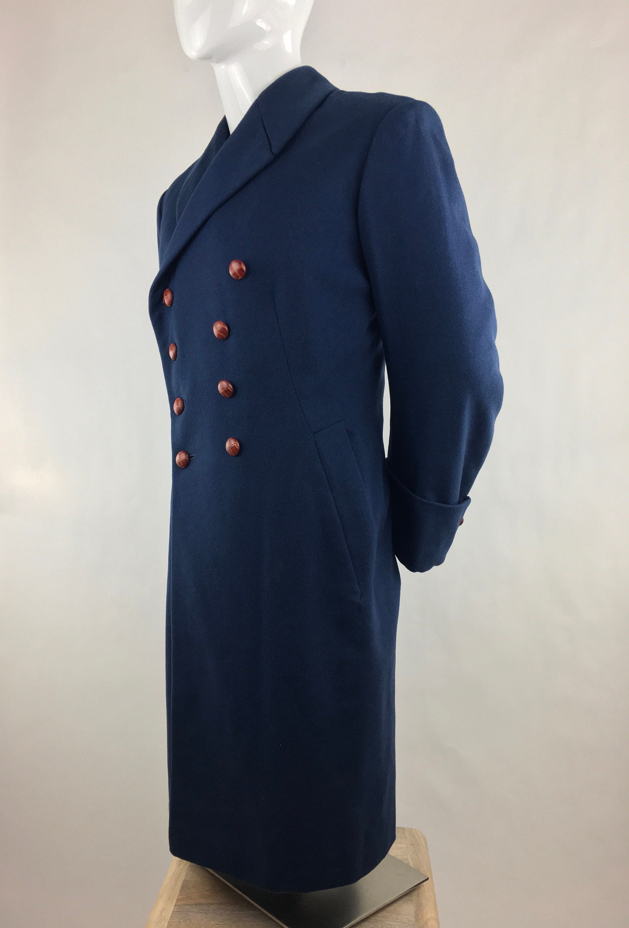 1960's Ugeco Nantes Navy Blue Wool Coat|1969 French Military Coat