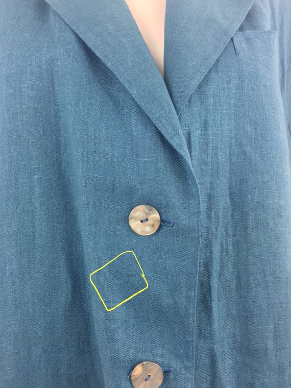 1980's Feminella Blue Linen Blazer|Minimalist Bla… - image 8