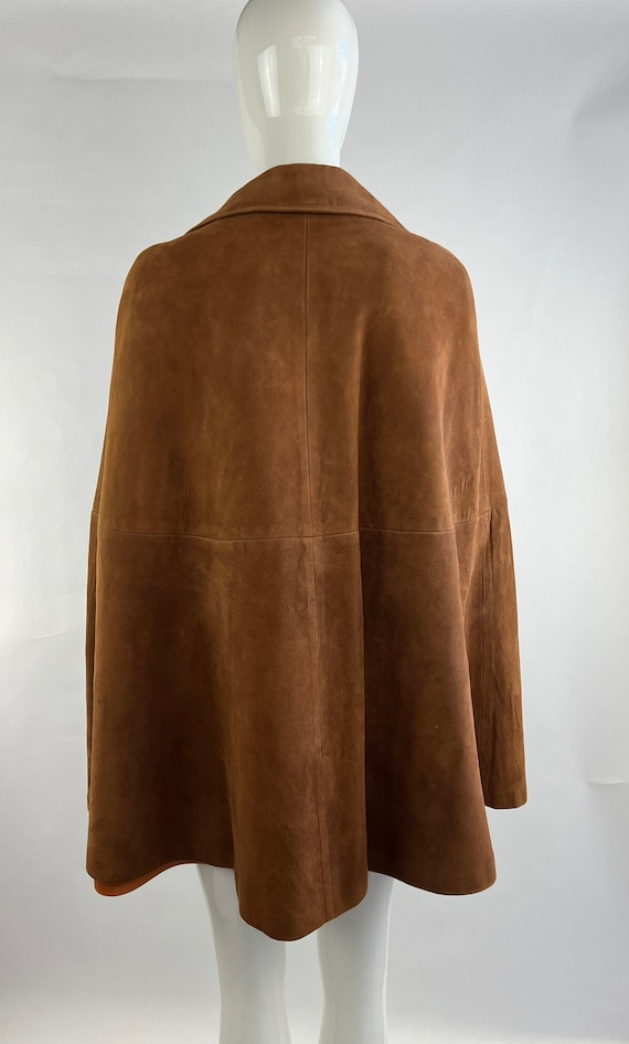 1960's Brown Suede Leather Poncho|60's Suede Cloa… - image 5