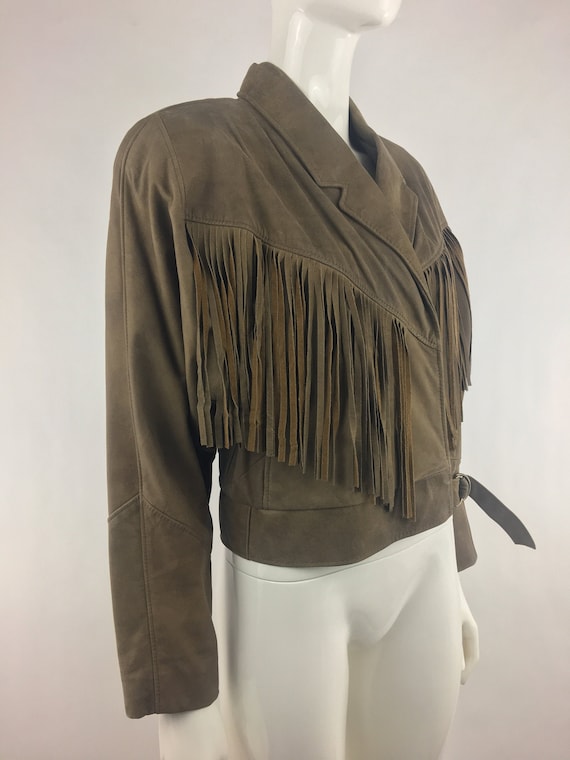 1980's Reed Brown Fringed Leather Jacket|Cropped Suede Jacket|Country Western Jacket|Cowgirl Jacket|Southwestern Jacket|Rodeo Jacket|Medium