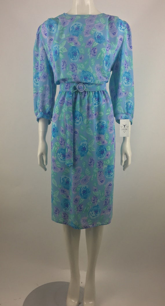 1980's Diane von Furstenberg Powder Blue Midi Dre… - image 4