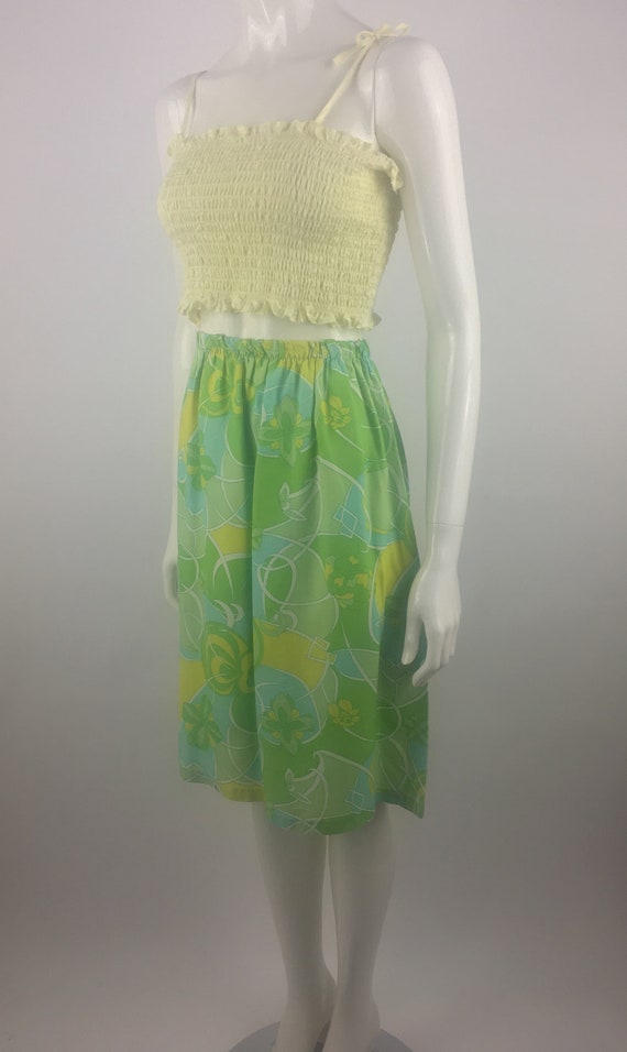 1960's Green Psychedelic Floral Print Skirt|Flora… - image 3
