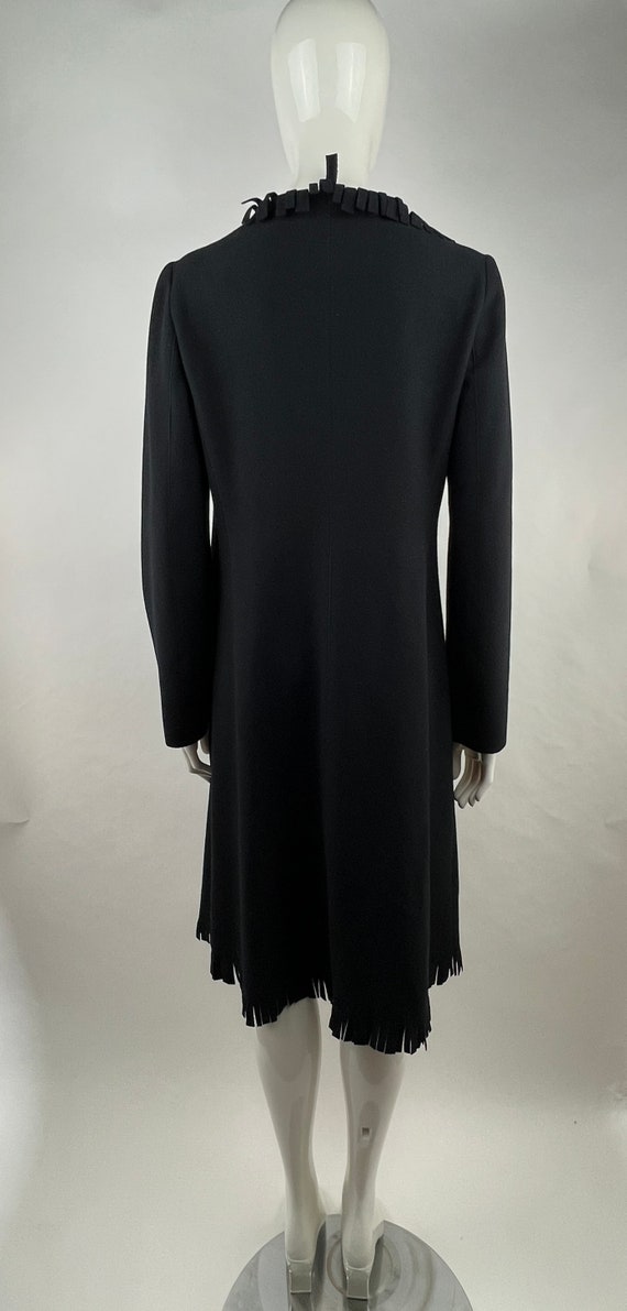2000's Emporio Armani Black Fringed Coat|Cashmere… - image 7