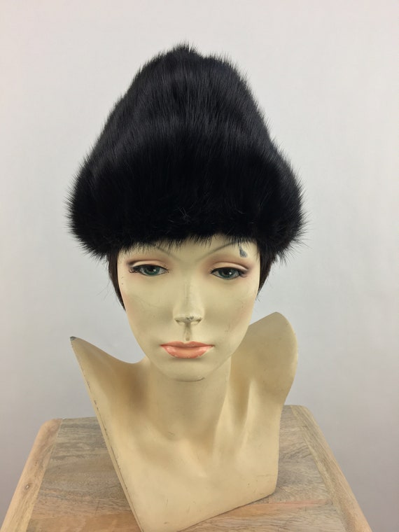 1960's Marshall Field's Black Mink Fur Hat|Pillbo… - image 2